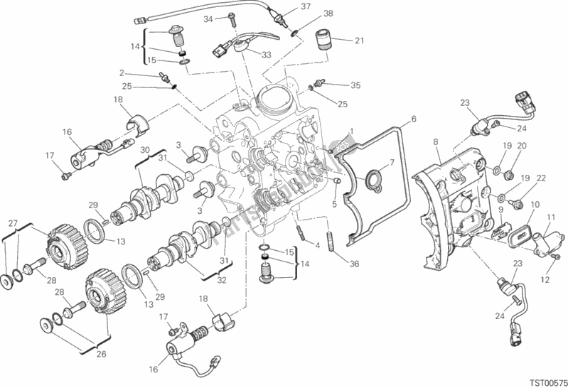 All parts for the Testa Orizzontale - Distribuzione of the Ducati Diavel Xdiavel S USA 1260 2017
